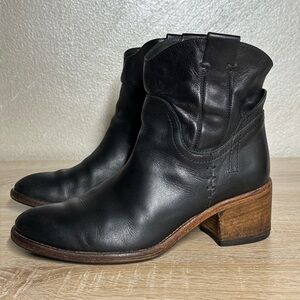 Alberto Fermani Women Size 8.5 Black Leather Block Heels Western Boots